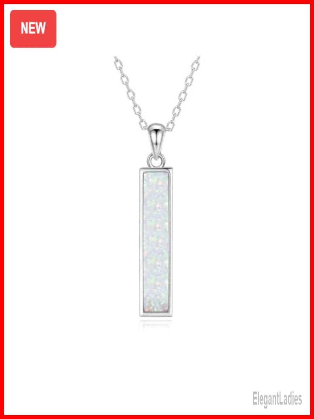 Sterling Silver Urn Necklace Vertical Bar Opal Memorial Pendant 20 inch